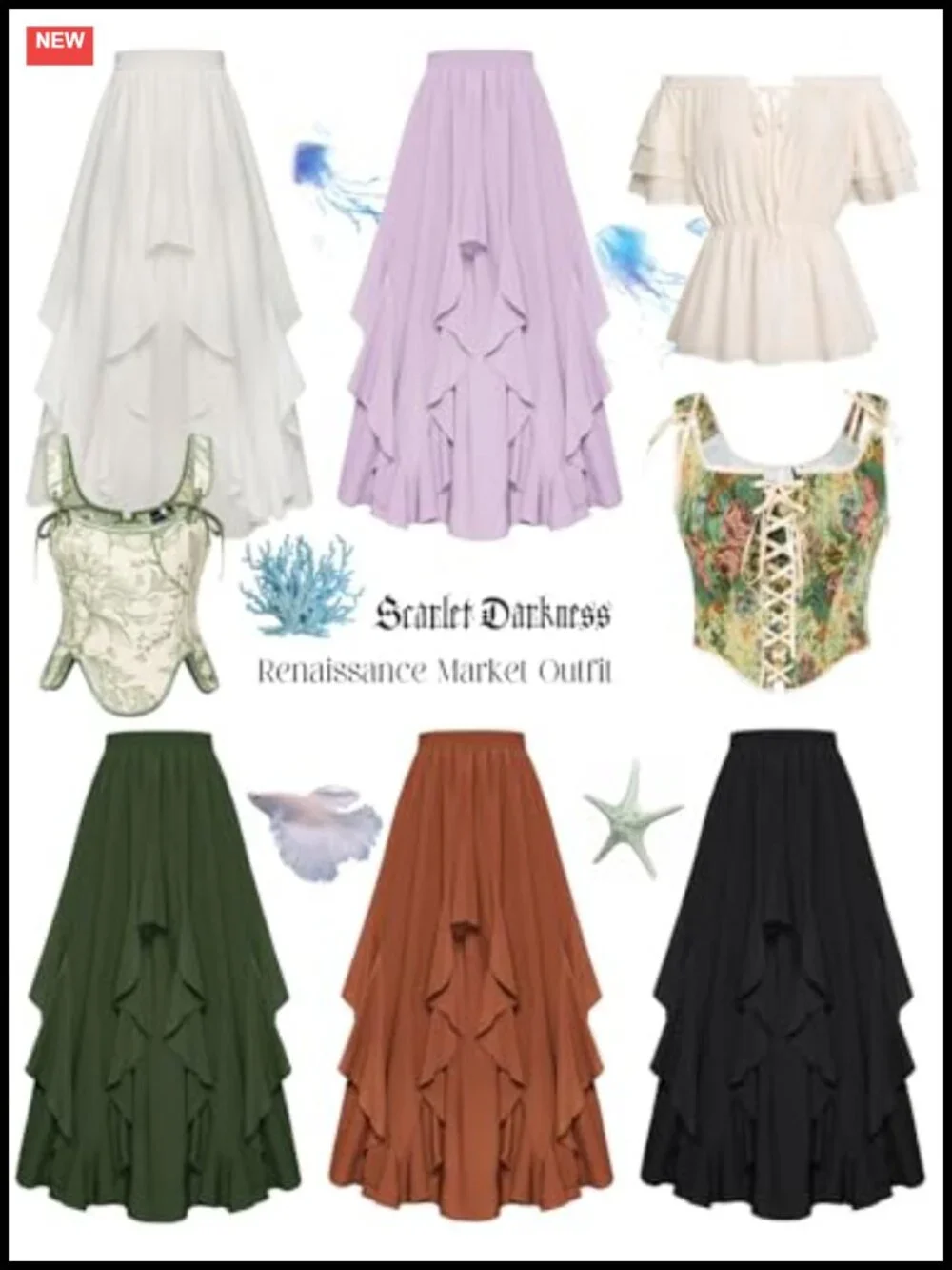 Ruffled Flowy Maxi Skirt with Pockets | A-Line Chiffon Summer Renaissance Skirt